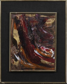 Vintage American Modernist Signed 1977 Abstract Expressionist Framed Mixed Media Painting