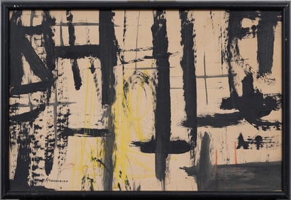 Vintage American School Abstract Expressionist Signed Framed Modernist Oil Painting