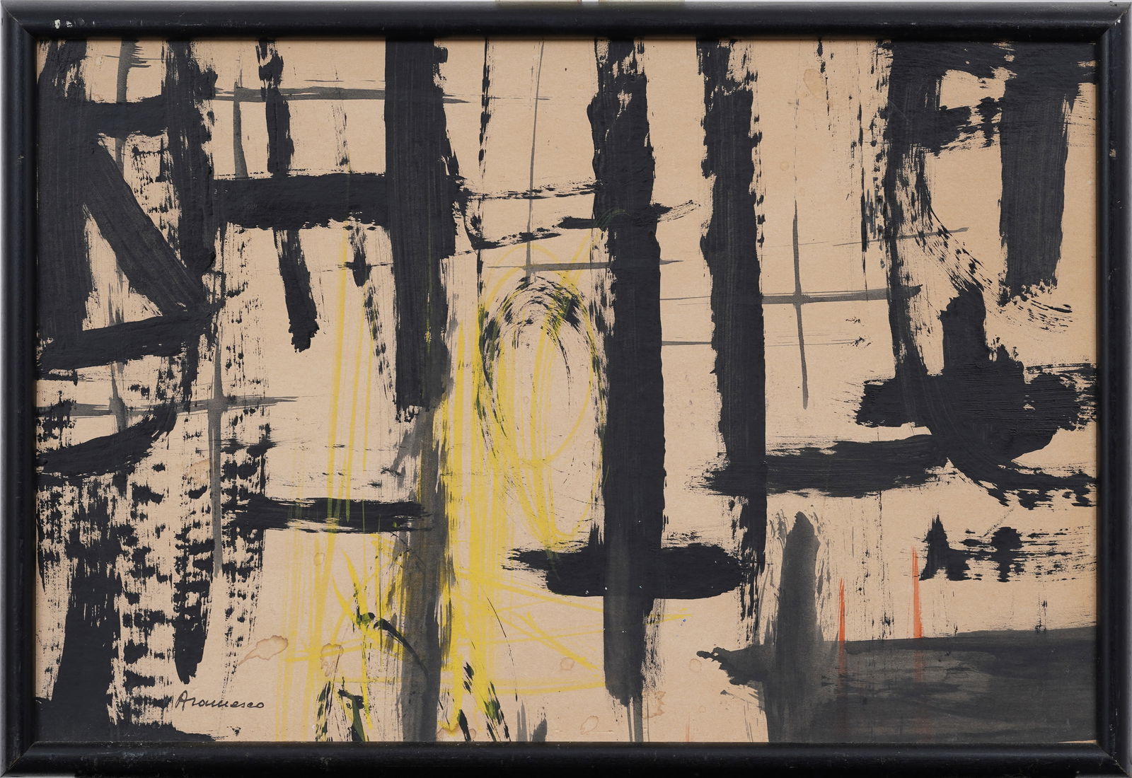 Vintage American School Abstract Expressionist Signed Framed Modernist Oil Painting (1 of 7)