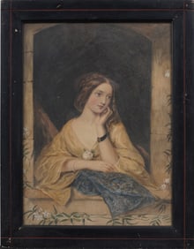 Signed European Pre-Raphaelite Realist Young Beautiful Woman Portrait Framed Painting