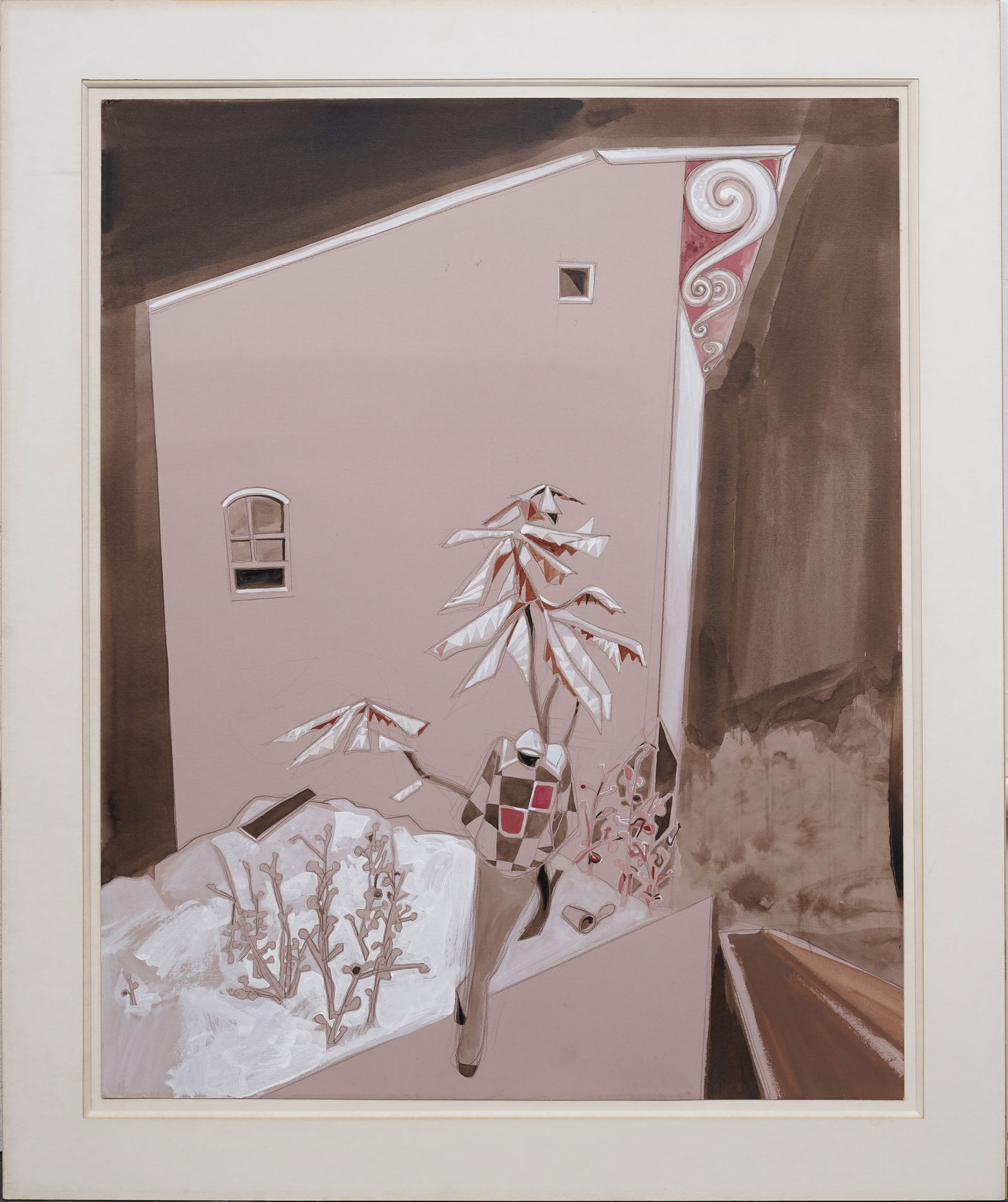 Signed Large Vintage American Modernist Mixed Media Surreal Figural Abstract Painting (1 of 9)