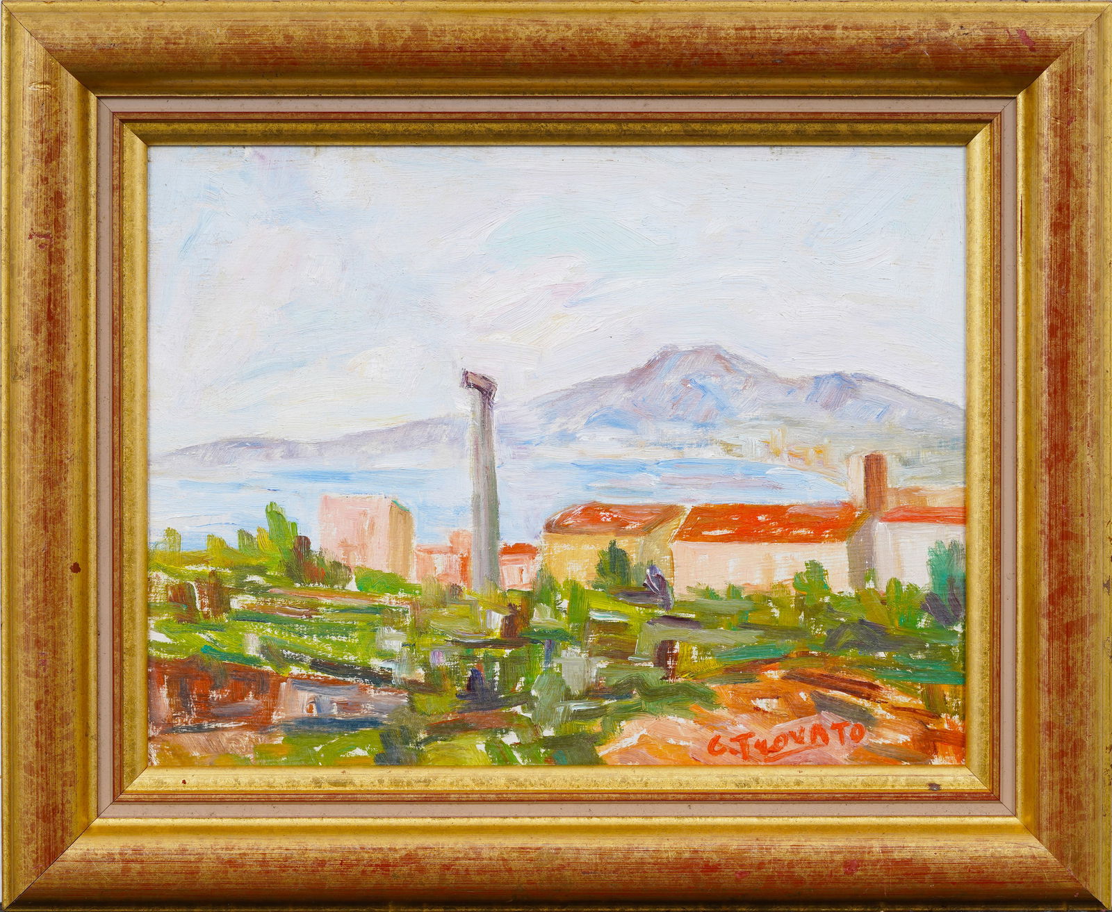 Vintage European Impressionist Signed Coastal Giltwood Framed Oil Painting (1 of 6)