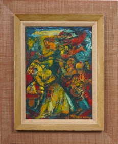 Arthur Greuell (1891 - 1966) Vintage European Modernist Surreal Modernist Figural Oil Painting