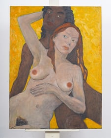 Abraham Pariente (B1962) Israeli American Modernist Nude Women Portrait Framed Oil Painting