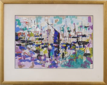 Vintage American Mid-Century Modernist Non-Objective Abstract Signed Oil Painting