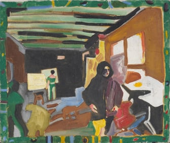 Vintage American Contemporary Impressionist Artist's Studio Oil Painting