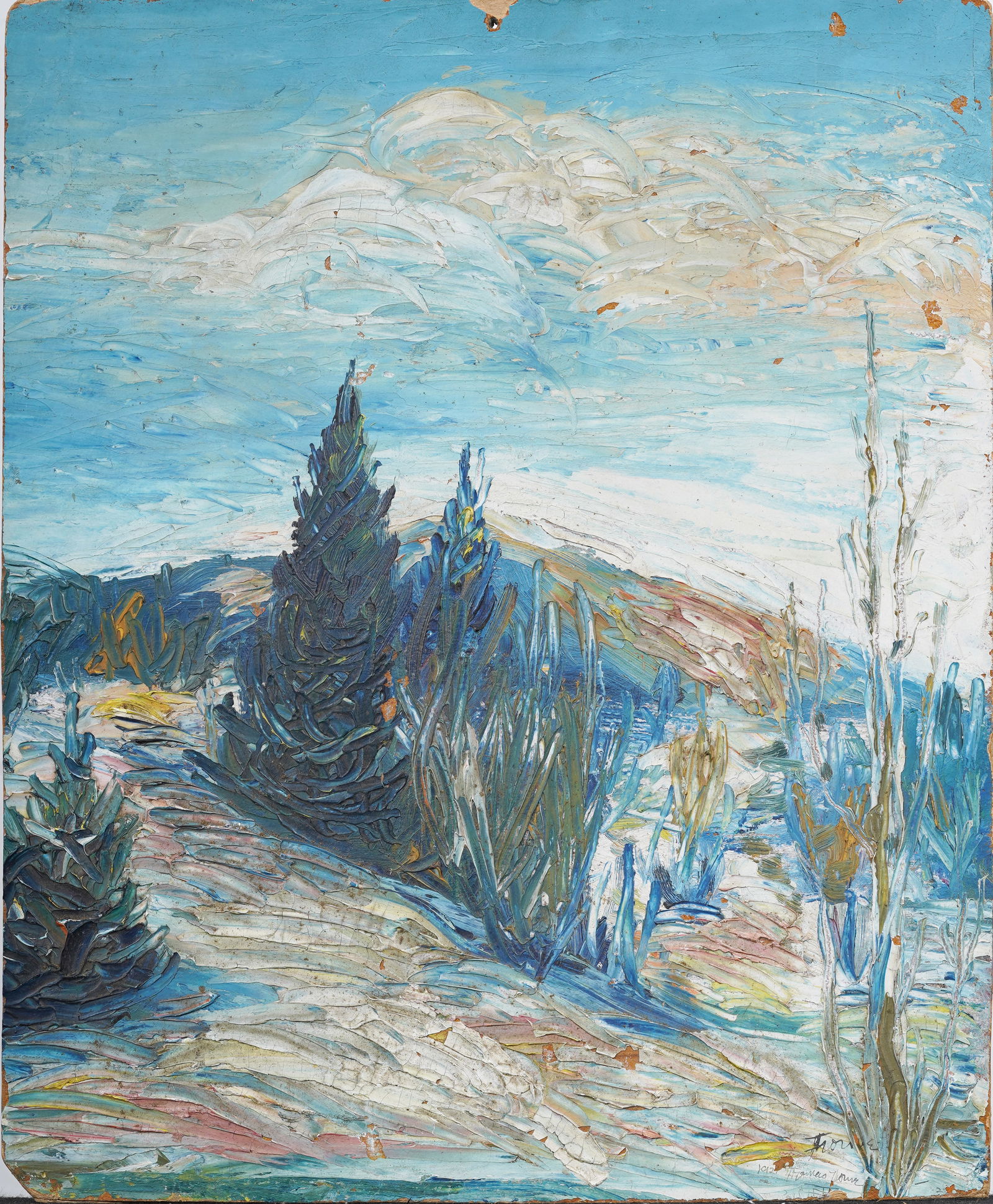 Vintage American Impressionist Winter Landscape Oil Painting Signed (1 of 6)