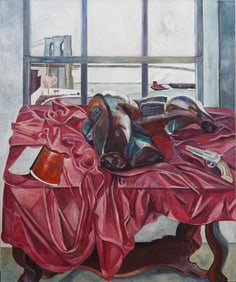 Stephanie Rauschenbusch New York City Brooklyn Bridge Chrome Mannequin Interior Oil Painting