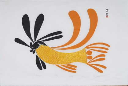 Kingmeata Etidlooie (1915-1989) Female Inuit Artist West Baffin Eskimo Co-operative Lithograph