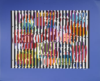 Yaakov Agam (b. 1928) Contemporary Israeli Kinetic Abstract Animation "Agamograph" Print