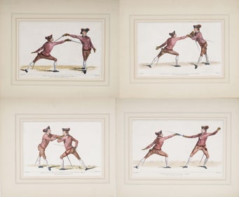 J. Gwyn Delin Lot of Four 18th Century Plates from French Fencing Manual
