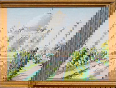 Arrah Lee Gaul (1883-1980) Antique American Impressionist Taj Mahal Rare Indian Oil Painting