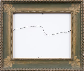 Antique European or American Painted Carved Weathered Wood Frame fits 14.75" x 18.5" Painting