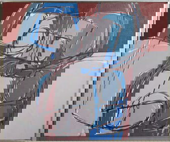 Anita Johnson (1931-2025) Vintage American Modernist Abstract Cubist Framed Large Oil Painting