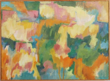 Vintage American Modernist Mid Century Abstract Expressionist Framed Signed Oil Painting