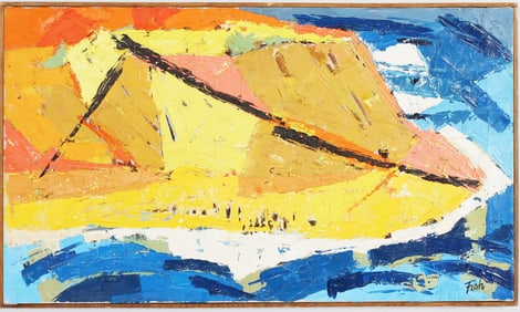 Longnook Beach, Cape Cod Vintage American Modernist Seascape Signed Large Oil Painting