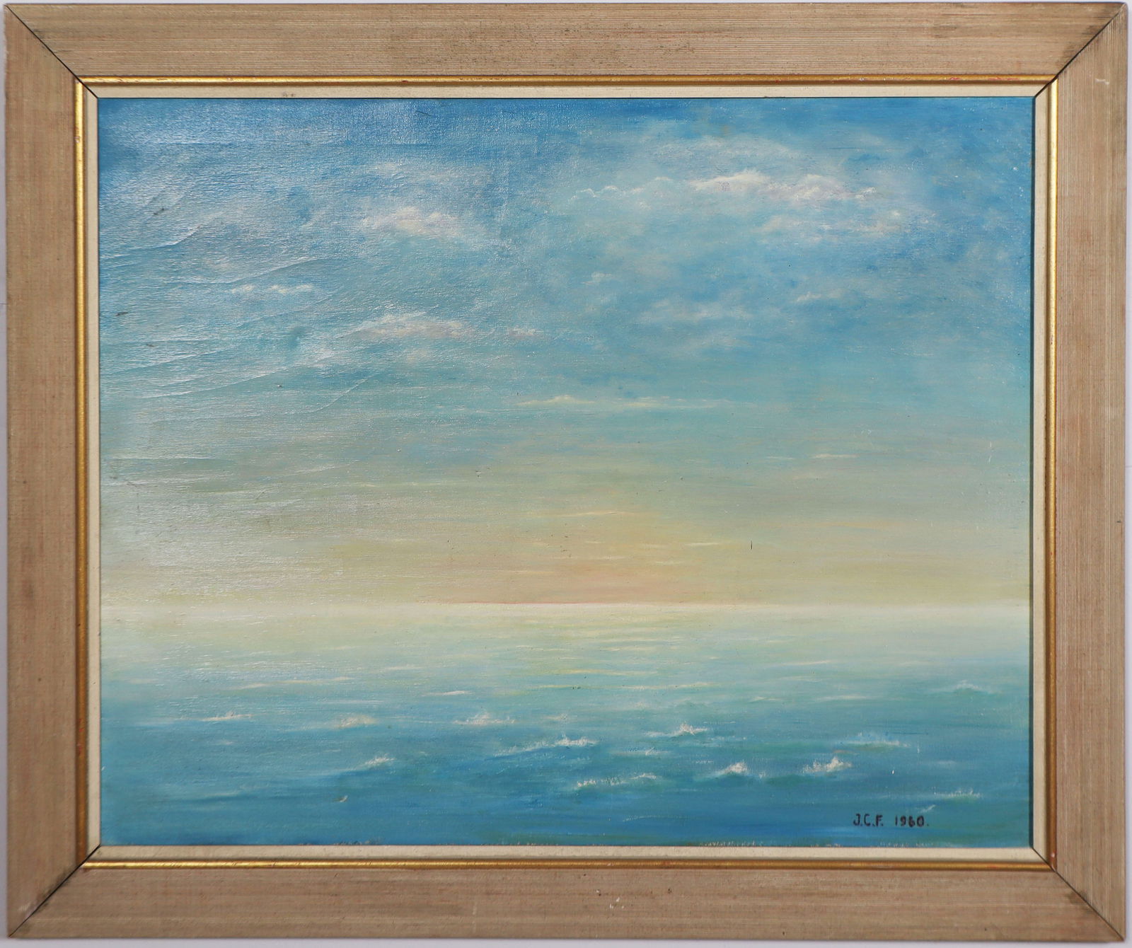 Large Signed 1960 Vintage American Impressionist Framed Sunset Seascape Beach Scene Oil Painting (1 of 6)