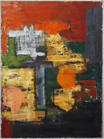 Large Vintage American Modernist Abstract Expressionist New York School Oil Painting