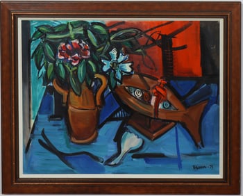 Ben Benn (1884 - 1983) Vintage American Modernist Signed Still Life Framed Oil Painting