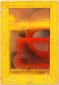 Vintage American Modernist Framed Abstract Expressionist Signed Oil Painting