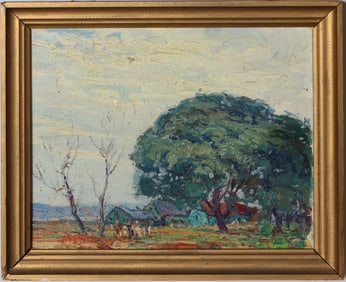 George A. Renouard (1885 - 1954) Antique American Impressionist 1932 Bergen Beach Brooklyn Painting