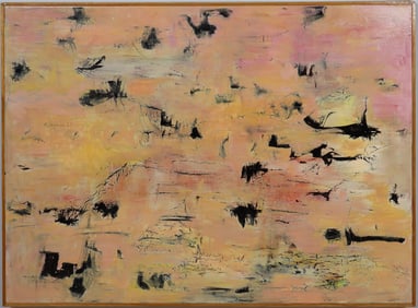 Large Vintage American School Modernist Abstract Signed Oil Painting