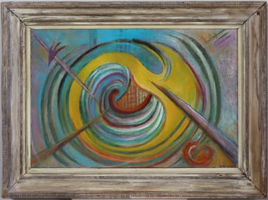 Signed Vintage American Modernist Large Framed Abstract Expressionist Original Oil Painting