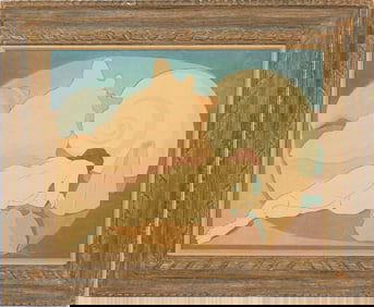 Signed Vintage American Modernist Nude Surreal Portrait Conch Shell Heydenryk Frame Oil Painting