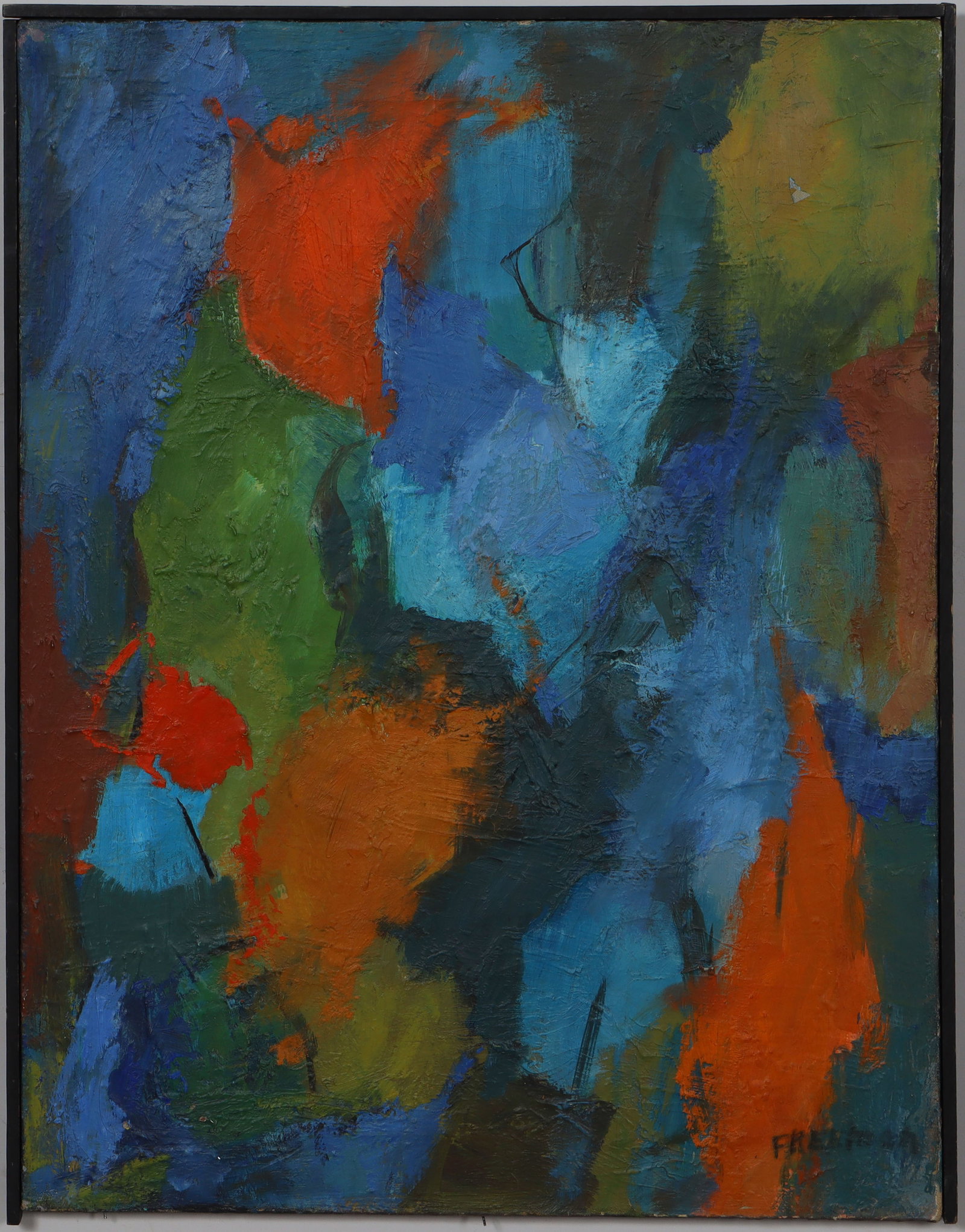 Sara Freeman Large Vintage American Modernist Signed Abstract Expressionist Oil Painting (1 of 9)