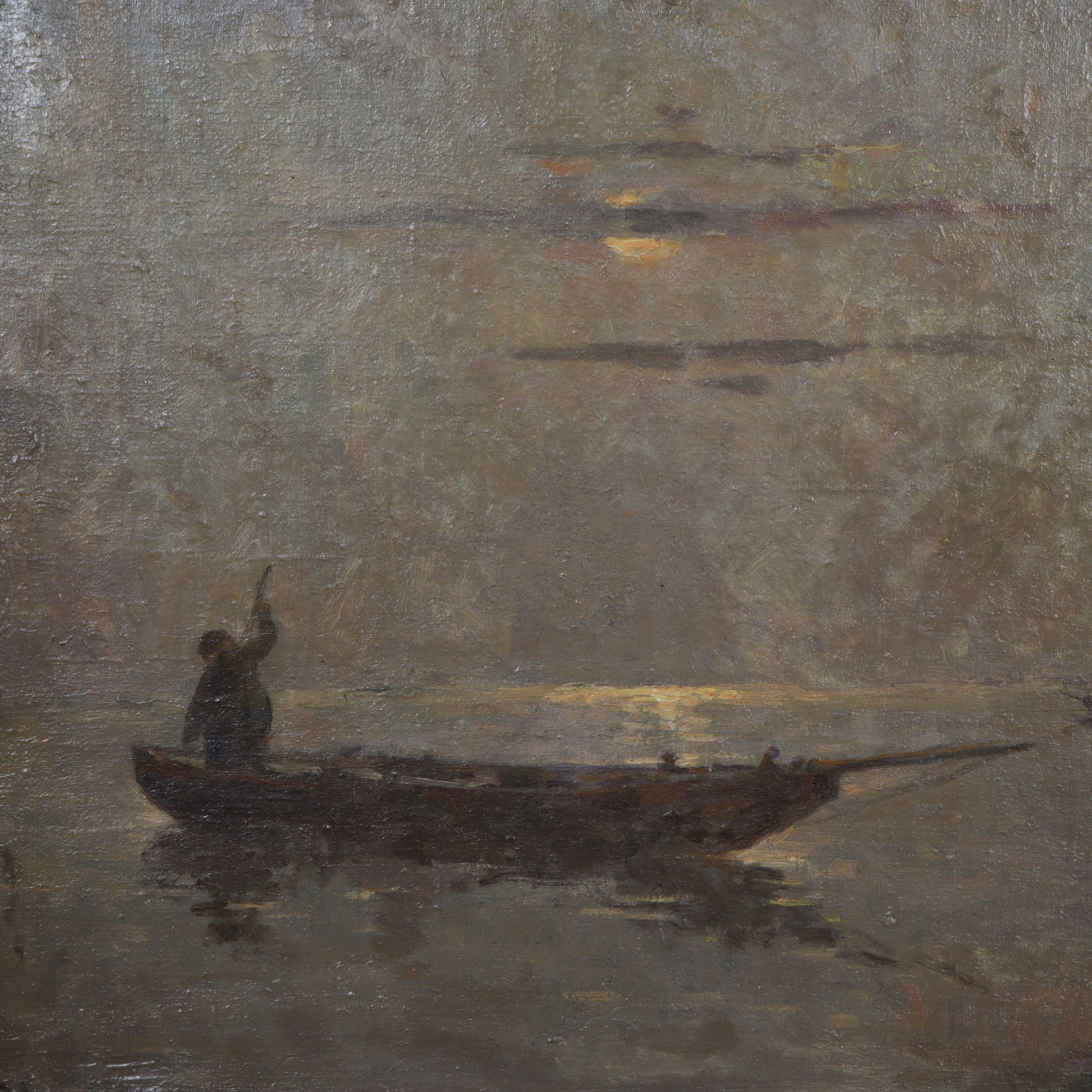 Antique American Impressionist Nocturnal Seascape Signed Southern School Superb Oil Painting - 2