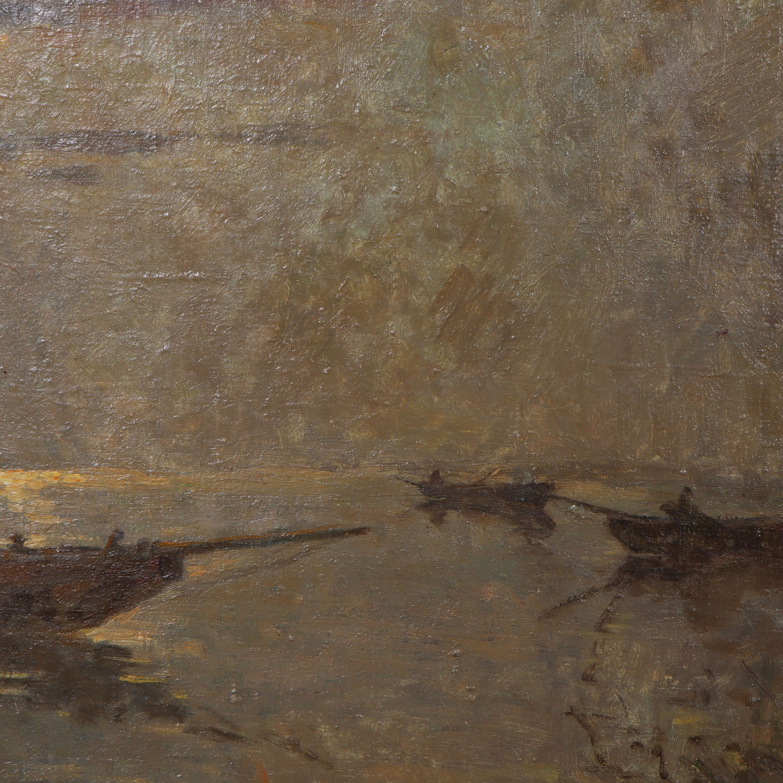 Antique American Impressionist Nocturnal Seascape Signed Southern School Superb Oil Painting - 3