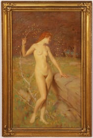 Norwood Hodge MacGilvary (1874-1950) Antique American Impressionist Nude Woman Portrait Oil Painting