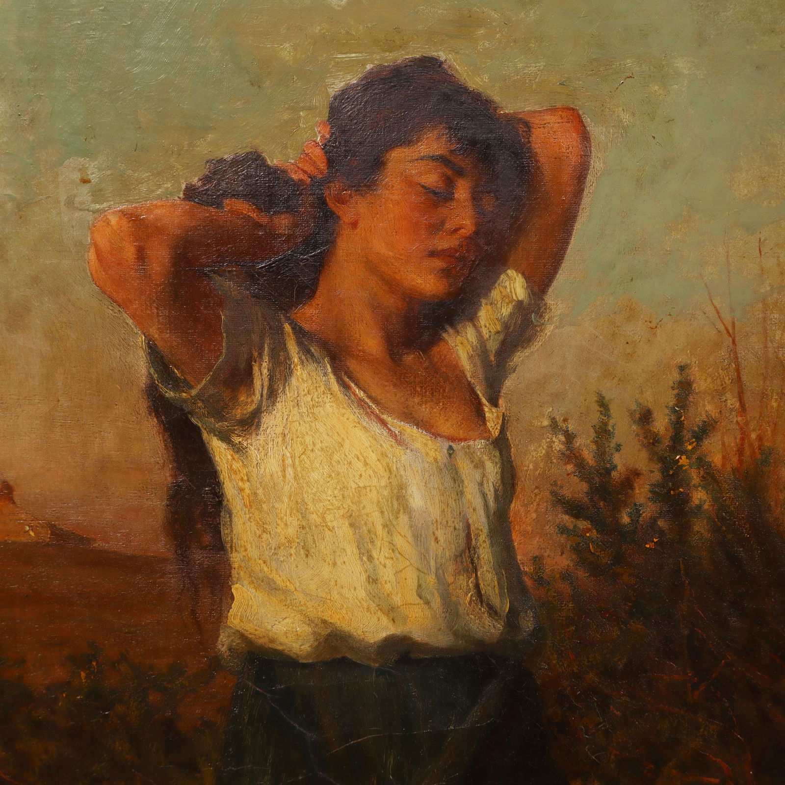 Frederick George Cotman (1850 - 1920) Large 19th Century Impressionist Portrait Framed Oil Painting - 2