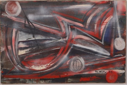 Irene Zevon (1918-2006) Signed Vintage American Modernist Mid Century Abstract Oil Painting