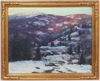 Ellen Ozanne (1881-1970) Antique American Woman Artist Winter Impressionist Framed Oil Painting