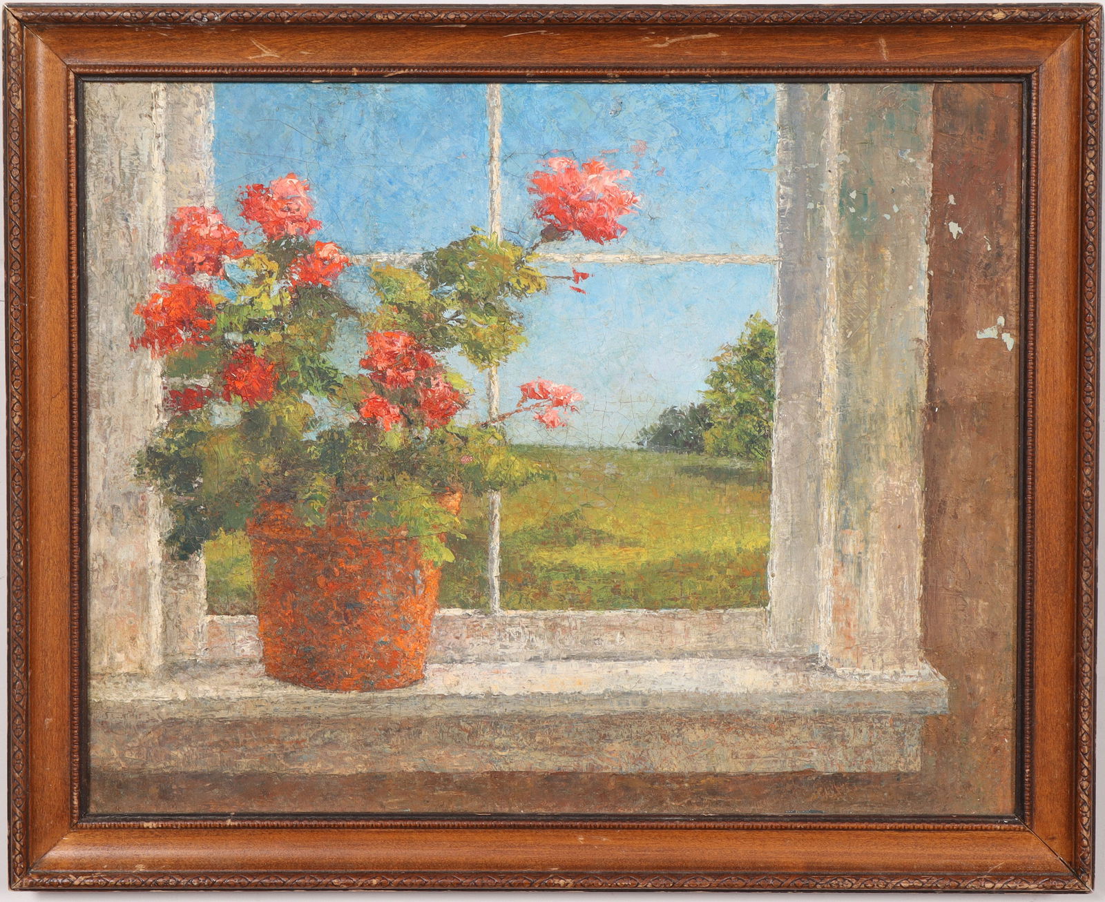 Vintage American Modernist Trompe L'Oeil Flower Still Life Framed Original Oil Painting (1 of 6)