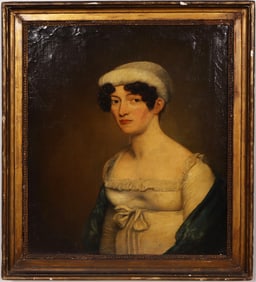 Finely Painted Antique Realist Framed Woman Portrait Oil Painting