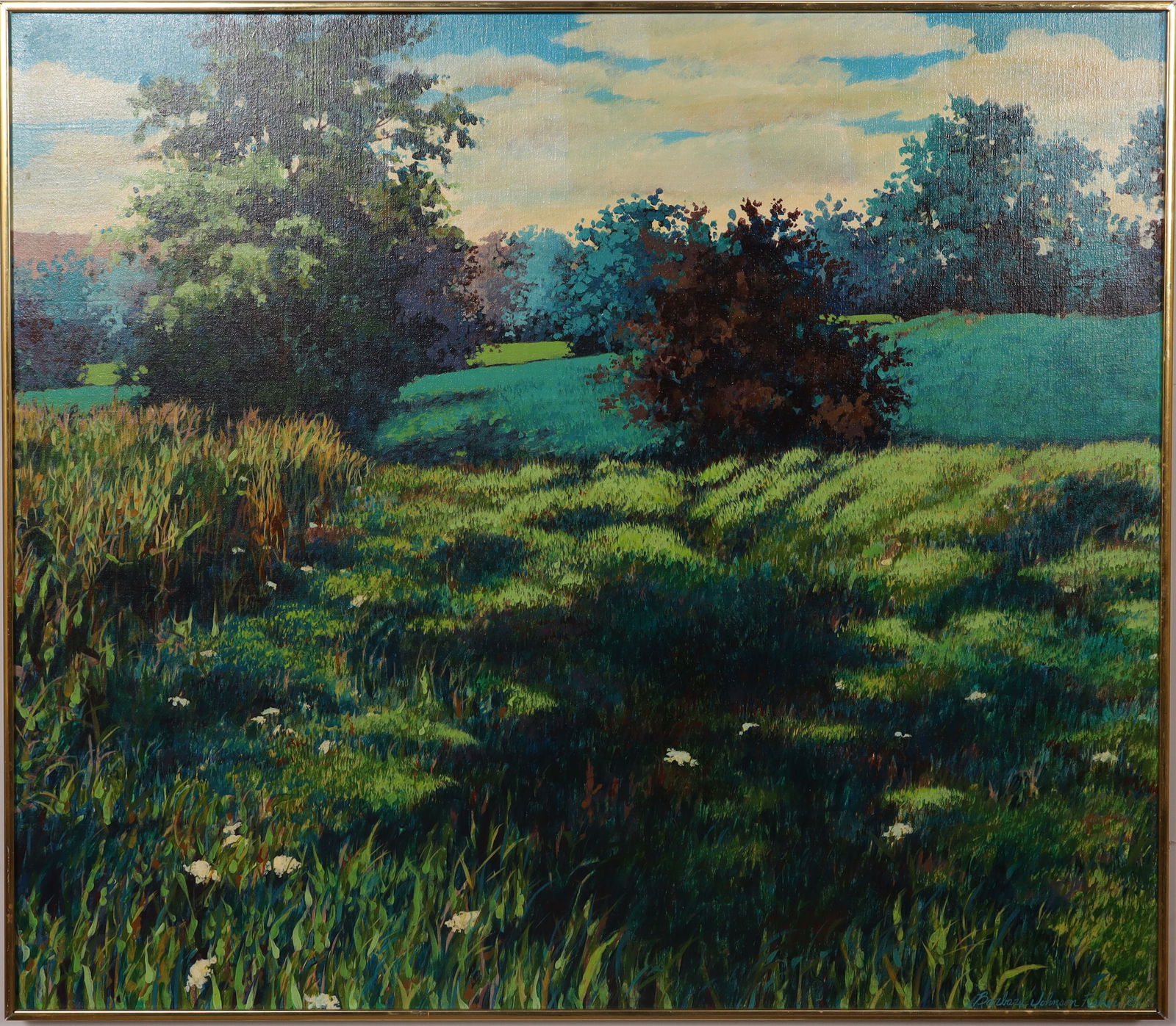 Vintage American Modernist Signed Framed Landscape Oil Painting (1 of 6)