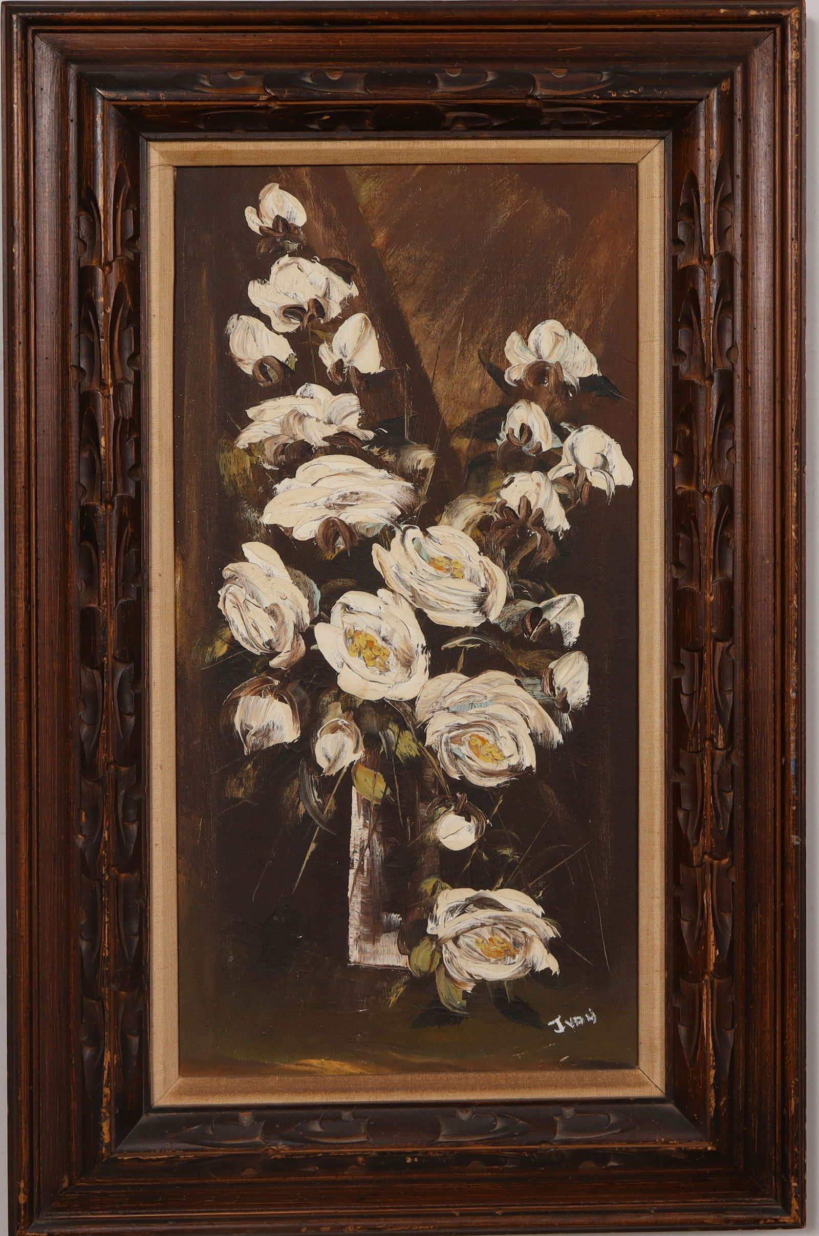 Vintage American Modernist Abstract Flower Still Life Signed Oil Painting (1 of 6)