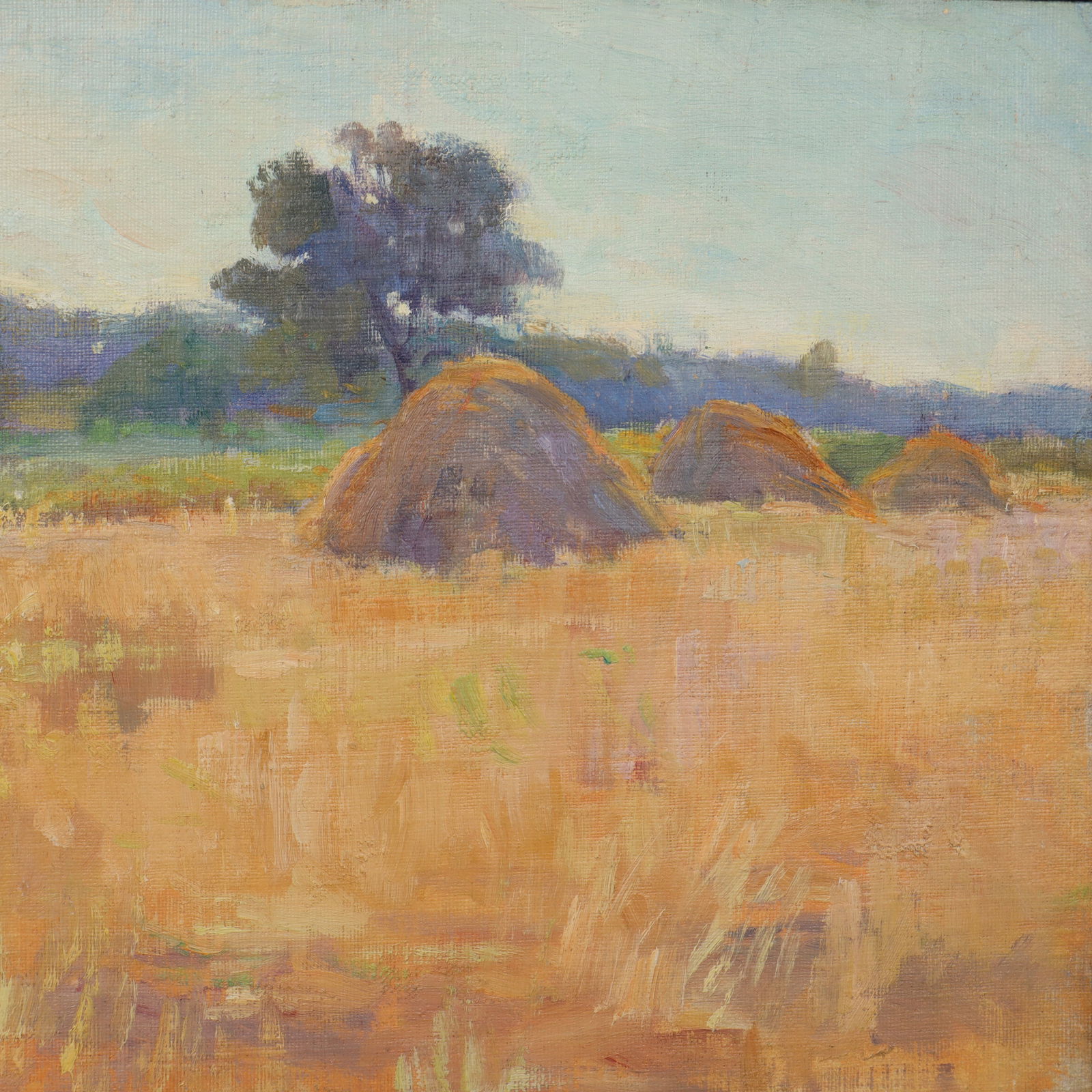 Kathryn Cherry (1860-1931) Antique American Impressionist Haystack Landscape Framed Oil Painting - 2