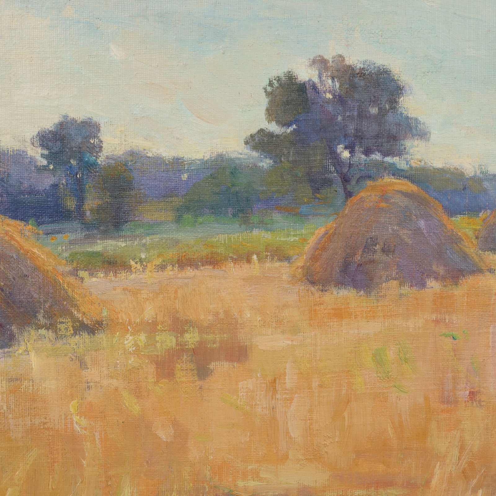 Kathryn Cherry (1860-1931) Antique American Impressionist Haystack Landscape Framed Oil Painting - 4
