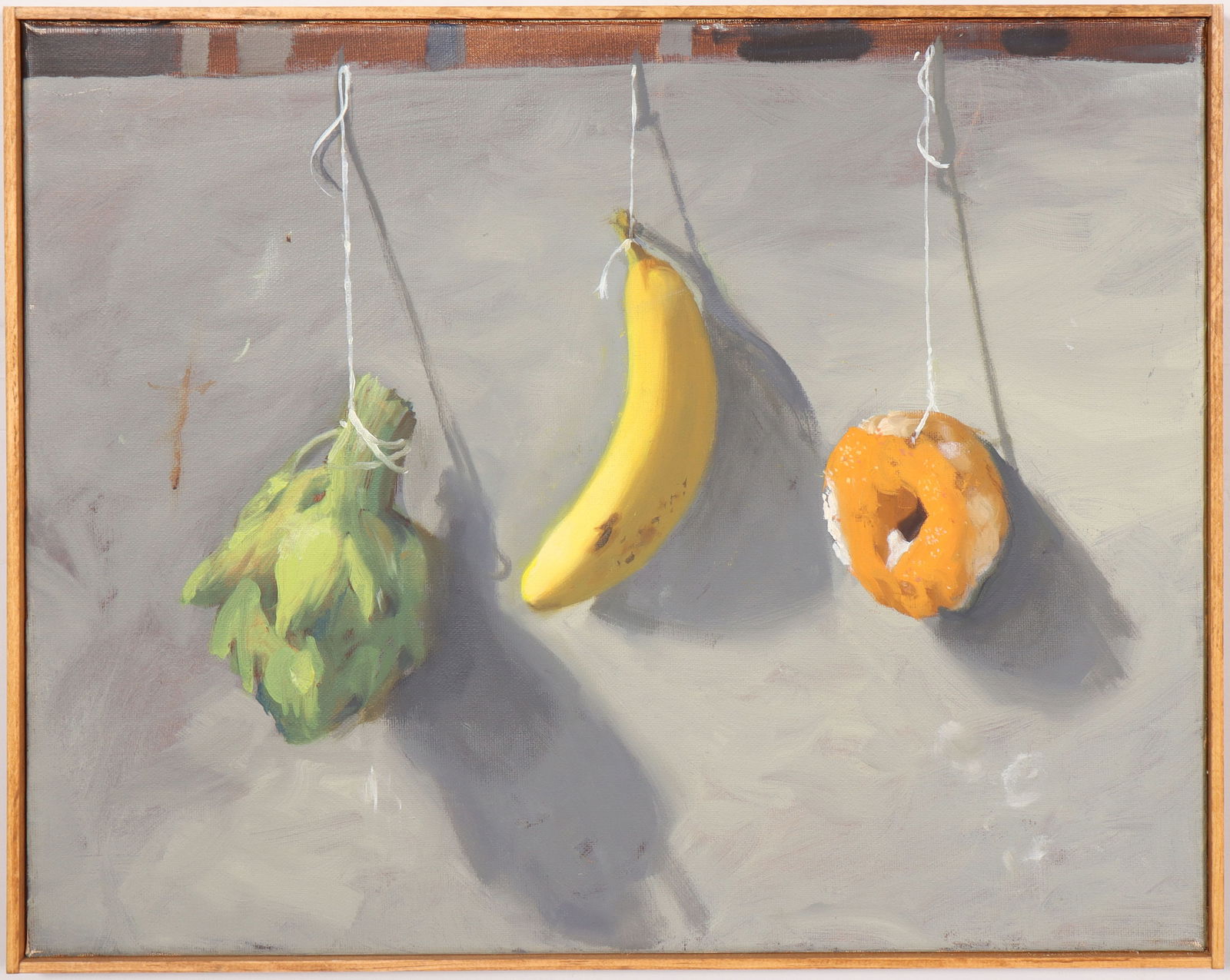 Vintage American Modernist Still Life Framed Oil Painting: Vintage American oil painting. Measuring: 20 by 16 inches overall. Please see all images for condition. Size is measured and written on the back of the painting or next to each object. The first