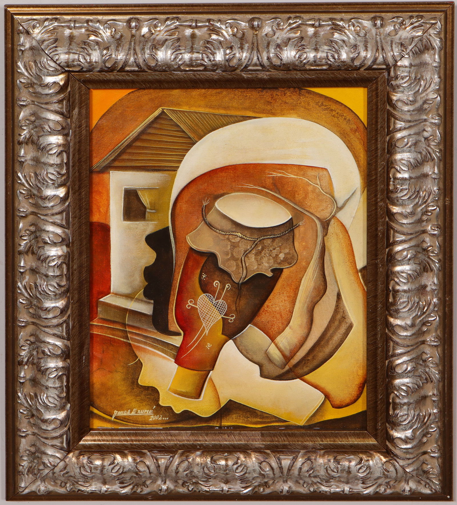 Vintage Haitian Modernist Signed Framed Landscape Oil Painting (1 of 6)