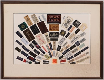 Vintage American Modernist Collage "Fashion Label" Framed Assemblage