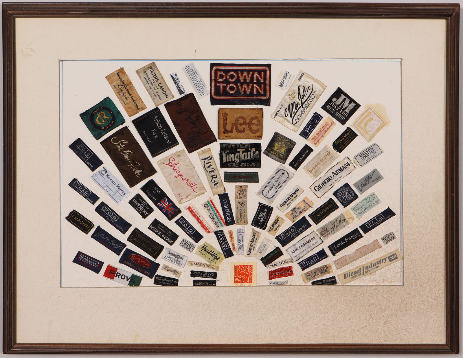 Vintage American Modernist Collage "Fashion Label" Framed Assemblage (1 of 8)