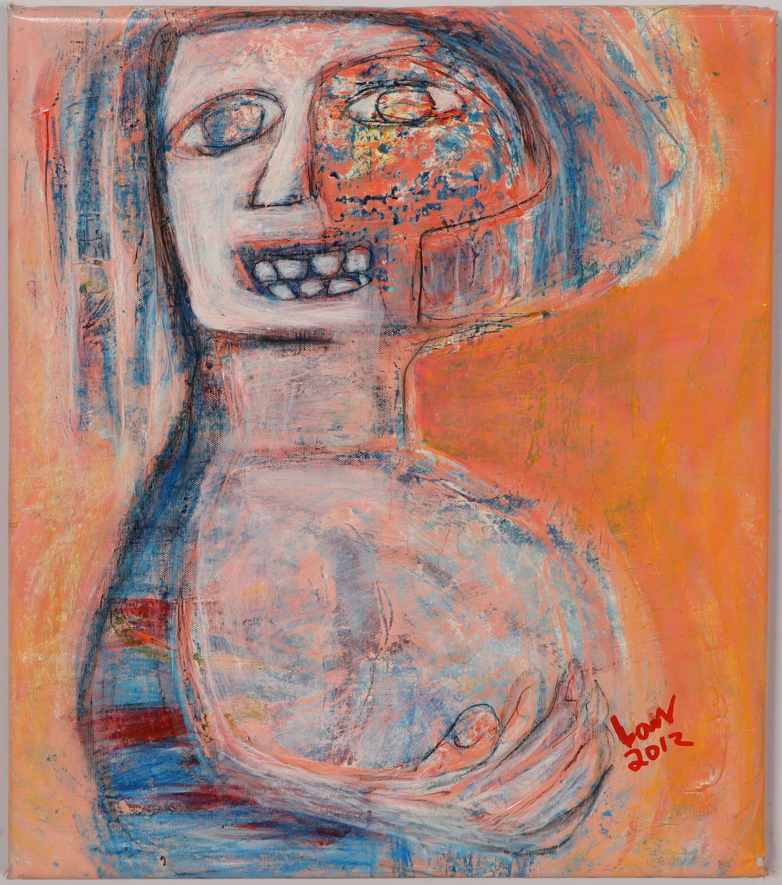 Vintage American Modernist Outsider Art Abstract Portrait Oil Painting (1 of 7)