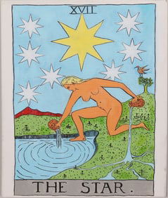 "The Star" Contemporary American School Modernist Nude Woman Portrait Oil Painting