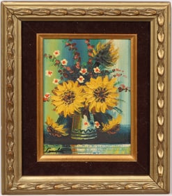 Vintage American Modernist Framed Still Life Oil Painting