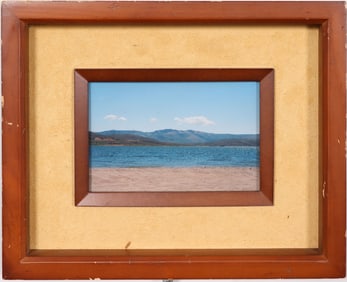 Vintage American Modernist Miniature Mountain Lake Framed Landscape Oil Painting