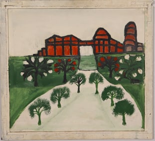 Morris Ben Newman (1883 - 1980) Vintage American Folk Art Landscape Oil Painting